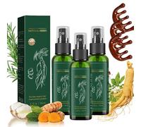 Spray de croissance des cheveux, Herbes naturelles Ginseng Hair tonique, plus fort et épaississant les cheveux, pulvérisation naturelle naturelle du cuir chevelu, para el Crecimiento (3Pcs)