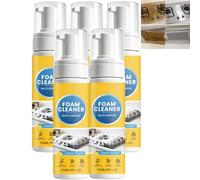 Spray de mousse nettoyante robuste sans rinçage à usage multiple au parfum de citron - Dégraissant de cuisine puissant, nettoyants ménagers tout usage, résidu rapidement carbonisé (5PCS)