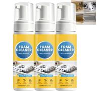 Spray de mousse nettoyante robuste sans rinçage à usage multiple au parfum de citron - Dégraissant de cuisine puissant, nettoyants ménagers tout usage, résidu rapidement carbonisé (3PCS)