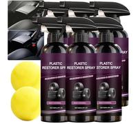 Spray de restauration de plastique et de garniture de voiture noir, restaurateur de plastique en céramique pour garnitures extérieures et intérieures délavées, nettoyant pour garnitures noires (6PCS)