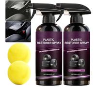 Spray de restauration de plastique et de garniture de voiture noir, restaurateur de plastique en céramique pour garnitures extérieures et intérieures délavées, nettoyant pour garnitures noires (2PCS)