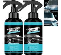 Spray de revêtement céramique pour voitures, agent de revêtement à effet rapide avec couche hydrophobe, vernis à la cire de voiture lavage sans eau pour une protection brillante durable (2 pièces)
