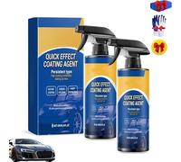 Spray de revêtement pour voiture amélioré, agent de revêtement avancé à action rapide, 3 en 1 haute protection, cire anti-rayures, nettoyant sans eau, émulsion pour vitres (2PCS)
