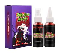 Spray de sang artificiel pour Halloween - Maquillage réaliste et vampire | Lot de 2 flacons avec une capacité nette de 50 ml + 50 ml, un poids de 150 g et des dimensions 14 x 9,5 x 3,5 cm, brillant