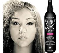 Spray de soie lisse à l'huile d'argan marocaine | Protection contre le lissage et démêlant | Sans alcool | Protection contre la chaleur jusqu'à 230 °C | Fer à lisser | Sèche-cheveux | Sans odeur |