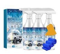 Spray DéGivrant Pour Pare-Brise De Voiture,Agent De DéGivrage Et De Fonte De Neige Pour Voiture,Rapidement La Neige,La Glace Et Le Givre,Avec éPonge Et Chiffon (3 pièces, Sans parfum)