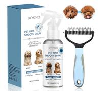 Spray Demelant Chien et Chat+Brosse pour Chien et Chat Poils Longs,Lissage des Poils d'animaux,Contient de l'huile de CoCo, des Extraits de Plantes, Démêle, élimine les Odeurs et Hydrate les Cheveux