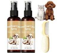 Spray démêlant sans Effort pour Fourrure d'animaux, Spray de Soin pour Fourrure d'animaux - Démêlant, Pelage Brillant et Soyeux, après-shampooing sans rinçage pour Chiens et Chats (2 Set)