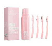 Spray d'identification de cheveux pour le rasage du visage avec 4 lames de dermaplaning, spray identifiant 2025 et rasoirs à prise en main confortable, 114 g