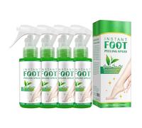 Spray Exfoliant pour les pieds au thé Vert - Buse à Haute Atomisation et Boulon de Sécurité, Spray Exfoliant et Hydratant pour la peau Ssèche et Rugueuse, 100ml (4 Bouteilles)