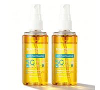Spray huile solaire SPF 50, Spray solaire résistant à l'eau Pour le Visage et le Corps, Spray solaire Hydratant Format Voyage, Non Gras et à Absorption Rapide, Convient à Tous les Types de Peau (2pc)