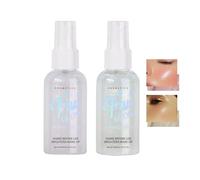Spray lumineux et finition de maquillage - Brume scintillante longue durée pour le visage et le corps avec hydratation, contrôle de l'huile et lueur rosée, secouez avant utilisation (2 paquets de 2,59