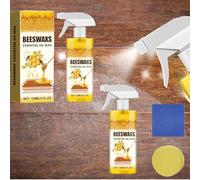 Spray lustrant à la cire d'abeille pour bois,Spray à La Cire D'abeille Micro-Molécularisée Naturelle,Nettoyant Pour Meubles,Pour Meubles,Sols,Tables,Avec Serviette éponge (A, 2PCS)