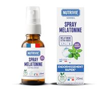Spray Mélatonine 1,9 mg - Endormissement Rapide & Sommeil Réparateur - Enrichi en Mélisse française - Effet Immédiat - 20 ml - Fabriqué en France - Nutrivie