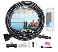 Spray Mist Cooling Irrigation System,DIY Water Mist Cooling System with Misting Line/Nozzles,Detachable Outdoor Misting Cool for Outside Patio Garden Greenhouse Umbrella，15M