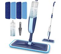 Spray Mop microfibre avec réservoir 410 ml - tête rotative 360° en aluminium - serpillière avec pad lavable pour sols durs