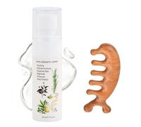 Spray Naturel pour la Croissance des Cheveux, avec Huile de Romarin, Sérum Capillaire Anti-Chute et Densifiant, 60 ml + Peigne de Massage en Bois pour Soin du Cuir Chevelu, Hommes & Femmes