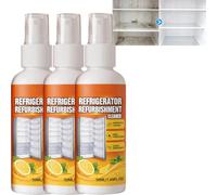 Spray nettoyant de remise à neuf de désodorisant de réfrigérateur puissant, nettoyant de réfrigérateur intérieur polyvalent, solution d'élimination rapide des taches (3PCS)