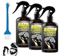 Spray nettoyant efficace pour rasoir électrique, solution nettoyante universelle pour rasoir, nettoyant pour lames avec brosse, élimine les poils coupés, lubrifie et prévient l'encrassement (3 Pièce)
