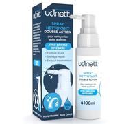 Spray Nettoyant pour Appareils Auditifs Udinett 100ml avec Brosse Hygiénisant - Séchage Rapide Élimine le Cérumen et la Saleté - pour Nettoyer les Écouteurs Bluetooth avec un Effet Immédiat