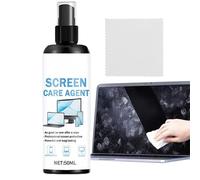 Spray nettoyant pour écran, solution dépoussiérante, flacon de 50 ml avec lingette nettoyante, accessoire électronique liquide sûr, nettoyant pour appareil avec design sans traces, outil de moniteur