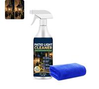 Spray nettoyant pour lanternes extérieures et lumières de jardin avec serviette en microfibre bleue - dissolvant de saleté et de taches robuste pour abat-jour jaunis, restaurateur (1PCS)