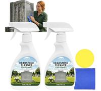 Spray nettoyant pour pierres tombales et monuments funéraires en granit et marbre, kit de nettoyage et de polissage avec chiffon et éponge pour l'entretien des monuments extérieurs (2Pcs)