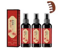 Spray noircissant aux cheveux du safran avec peigne de massage de bois de santal, spray à l'essence du safran, sérum d'extraits à base (3pcs)
