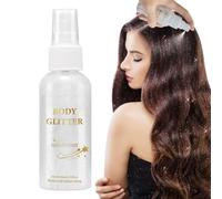 Spray pailleté holographique pour cheveux et corps, poudre de surligneur longue durée pour le visage, la peau, le carnaval, les festivals, les événements