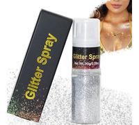 Spray Paillette Cheveux et Corps,Glitter Makeup Spray Poudre Ultrafine pour Paillettes Visage Festival Maquillage Paillette Fête Vetement Argent