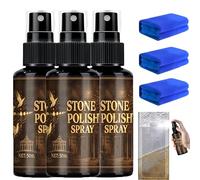 Spray polish pour pierres tombales avec chiffon,rénovation de pierres tombales,redonne de l'éclat et protège les surfaces en pierre,nettoyant pour monuments funéraires granit marbre cimetière (3Pièce)