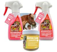 Spray pour crinière de cheval I Spray pailleté pour robe et poils longs I graisse pailleté I Kit de soins pour chevaux 3 pièces enfants I Spray pour queue rose I spray avec paillettes 500ml 2*250ml