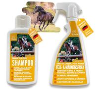 Spray pour Queue et crinière de Cheval + Tea Tree Shampoo 2 * 500ml Soin du Poil I Spray Brillant & démêlant Fourrure Crinière I Spray pour Queue de Cheval I Soin du Poil - Accessoires pour Chevaux