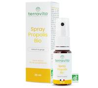 Spray Propolis Bio | 20 ml | Apaise la Gorge | Extrait de Propolis Large Spectre concentré en Polyphénols et Enrichi en Miel Bio | Immunité Enfant et Adulte | Sans Alcool | Made in France | Terravita