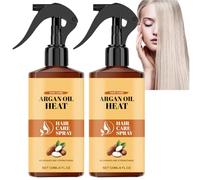 Spray protecteur de chaleur à l'huile d'argan, Spray anti-frisottis à l'huile d'argan du Maroc, Soin réparateur et protecteur thermique pour cheveux lissés, Hydratation et contrôle des (2pcs)