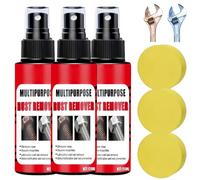 Spray puissant pour éliminer la rouille en milieu marin, lubrifiant et dissolvant de rouille polyvalent pour bateaux et surfaces métalliques,formule à action rapide avec éponge applicatrice (3Pièce)