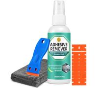 Spray Remove Colle 120 ml, Puissant enlever la colle et le dissolvant Silicone avec grattoir et chiffon, adhésif pour enlever les étiquettes, ruban, autocollants en verre, plastique, voiture