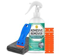 Spray Remove Colle 300 ml, Puissant enlever la colle et le dissolvant Silicone avec grattoir et chiffon, adhésif pour enlever les étiquettes, ruban, autocollants en verre, plastique, voiture
