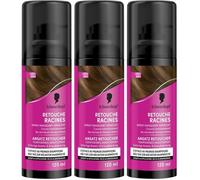 Schwarzkopf - Lot de 3 Retouche Racines Cheveux Blancs - Spray Masquant Temporaire Racines Cheveux - S’efface au premier shampooing - Châtain - 3x120ml