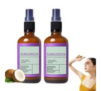 Spray solaire, écran solaire bloquant au zinc et à l'huile de coco, protection solaire naturelle hydratante pour le visage et le corps (2 pièce)