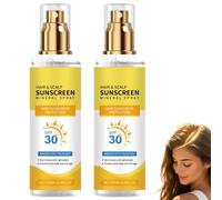 Spray solaire pour cuir chevelu et cheveux SPF 30+, brume invisible et légère, protection UV, indispensable à la plage et à la piscine pour tous types de cheveux (2 Pcs)