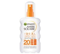 Garnier Ambre Solaire Spray de protection bronzant Ideal Bronze, Visage et Corps, Activateur de Mélanine pour un bronzage intense et uniforme avec protection moyenne SPF20, 200 ml