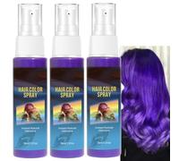 Spray Violet Cheveux Temporaire 30 ml, Spray Colorant Cheveux Violet, Sprays De Couleur Violét Temporaire Pour Cheveux, Teinture Fantaisie Lavable En Un Shampoing, Pour Déguisements, Festivals (3PC)