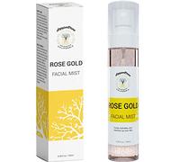 Spray visage à l'Eau de rose bio par Doppeltree - Brume tonique hydratante pour le visage avec hamamélis et flocons d'or 24 carats - Formulé à San Francisco