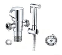 Spray WC en cuivre avec configuration à double sortie et support de valve d'angle pour une pression d'eau uniforme (argent galvanisé)
