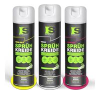 Spraytive Lot de 3 sprays de craie en spray - 3 × 500 ml (blanc, jaune fluo, rose fluo) - Spray de marquage, lavable et temporaire, spray à la craie d'extérieur