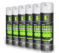 Spraytive Lot de 6 sprays de craie blanche de 500 ml - Peinture à la craie lumineuse lavable pour extérieur, marquage de sol, spray de marquage temporaire, spray de peinture pour asphalte, herbe,