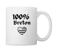 Spreadshirt 100% Breton Blason Bretagne Mug Blanc, taille unique, blanc