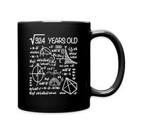 Spreadshirt 18 Ans Cadeau Anniversaire Mathématiques Racine Carrée de 324 Mug Tasse, taille unique, noir