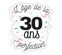 Spreadshirt 30 Ans L'âge de la Perfection Cadeau Anniversaire Humour 30 Ans Autocollant/Sticker, 10 x 10 cm, blanc mat